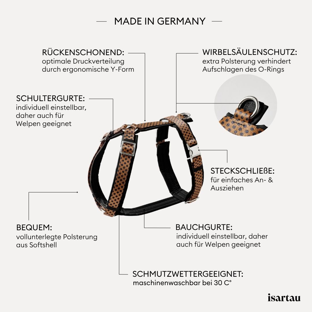 Hundegeschirr POLKA DOTS, Cognac