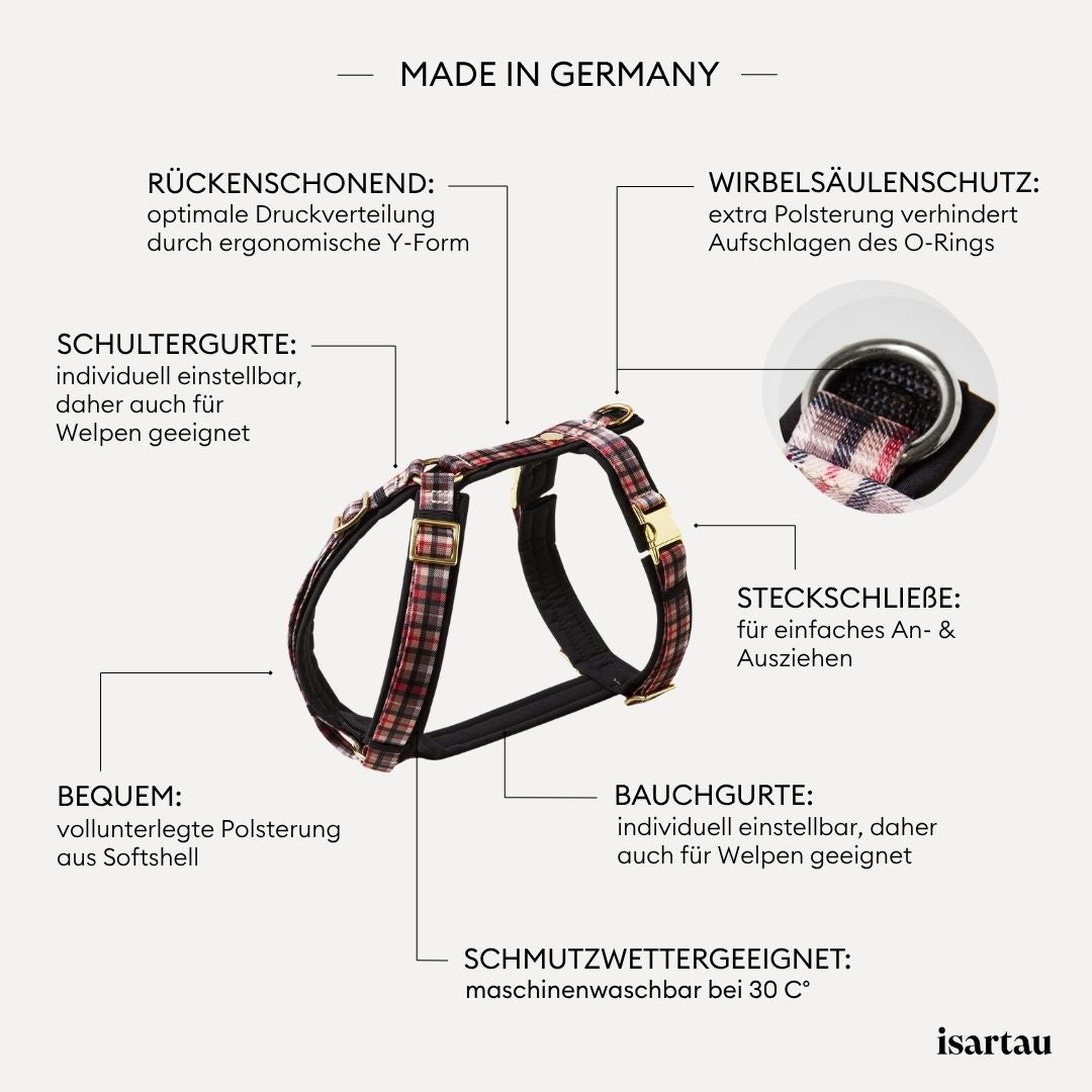 isartau Qualitätsmerkmale bei unserem Brustgeschirr im Design FLANEUR