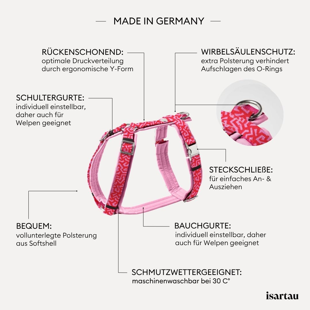 isartau Qualitätsmerkmale bei unserem Brustgeschirr im Design SWEETY