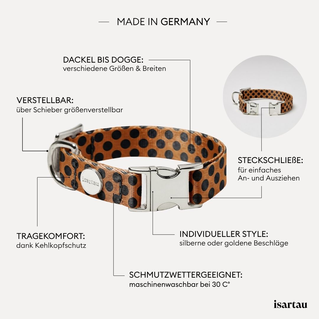 Designerhalsband POLKA DOTS, Cognac