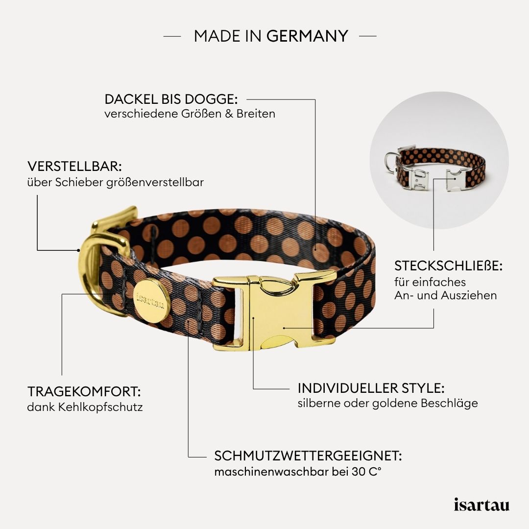 Designerhalsband POLKA DOTS, Schwarz