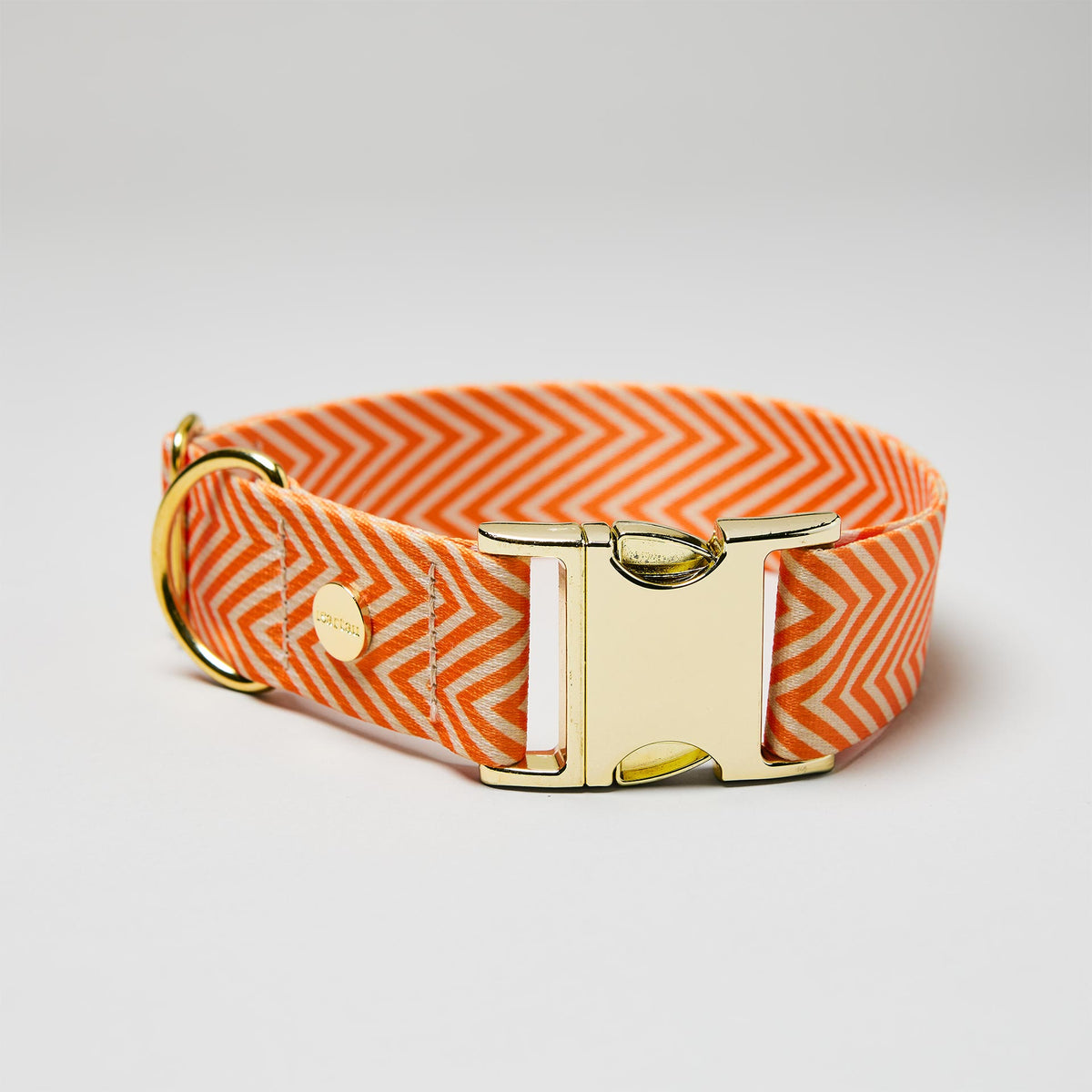 Verstellbares Halsband Tänzer goldfarben, Gurtband mit Fischgrät Muster Beige Orange