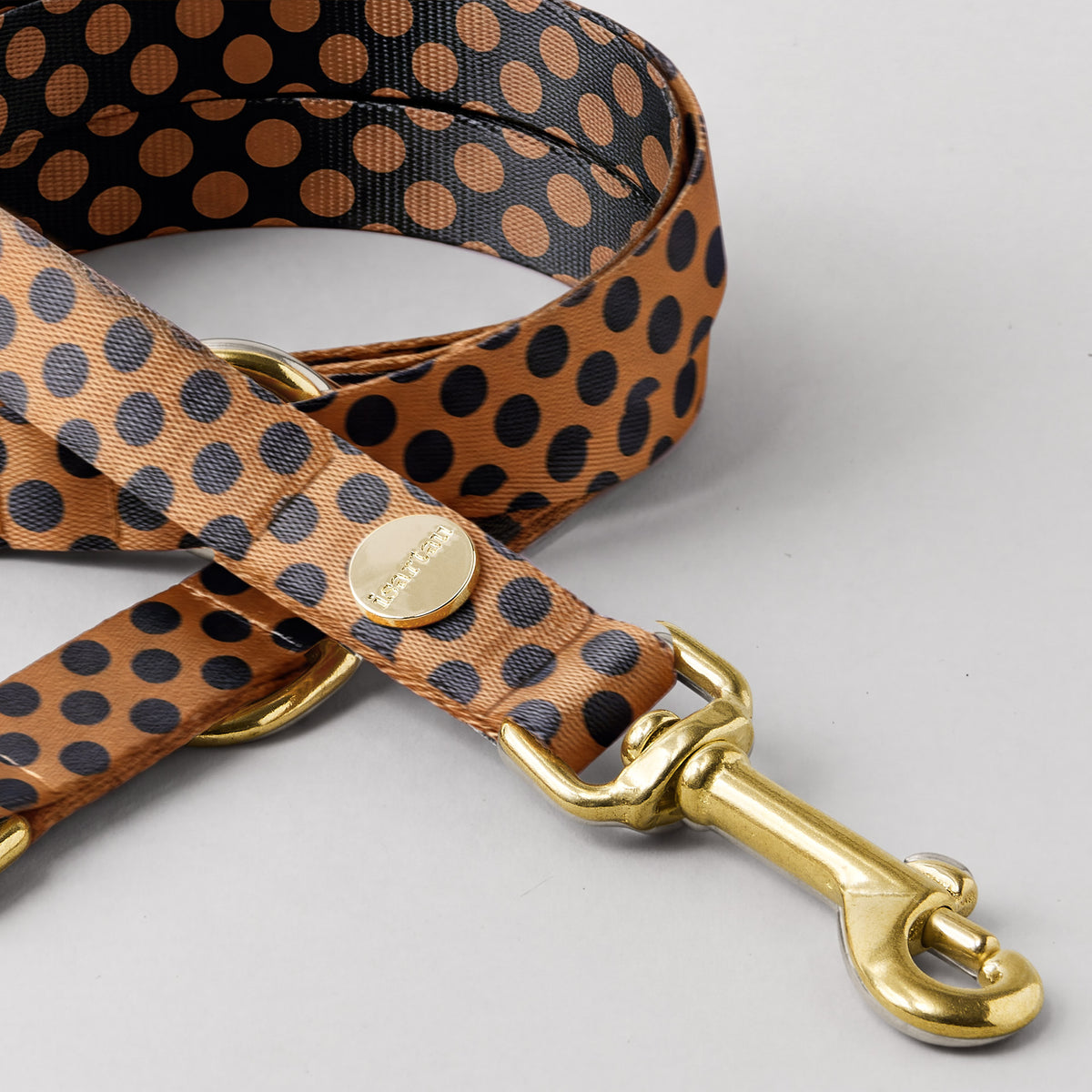 Designerleine POLKA DOTS, Schwarz/Cognac, 190 cm (Standard)