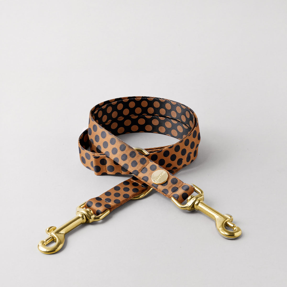 Designerleine POLKA DOTS, Schwarz/Cognac, 190 cm (Standard)