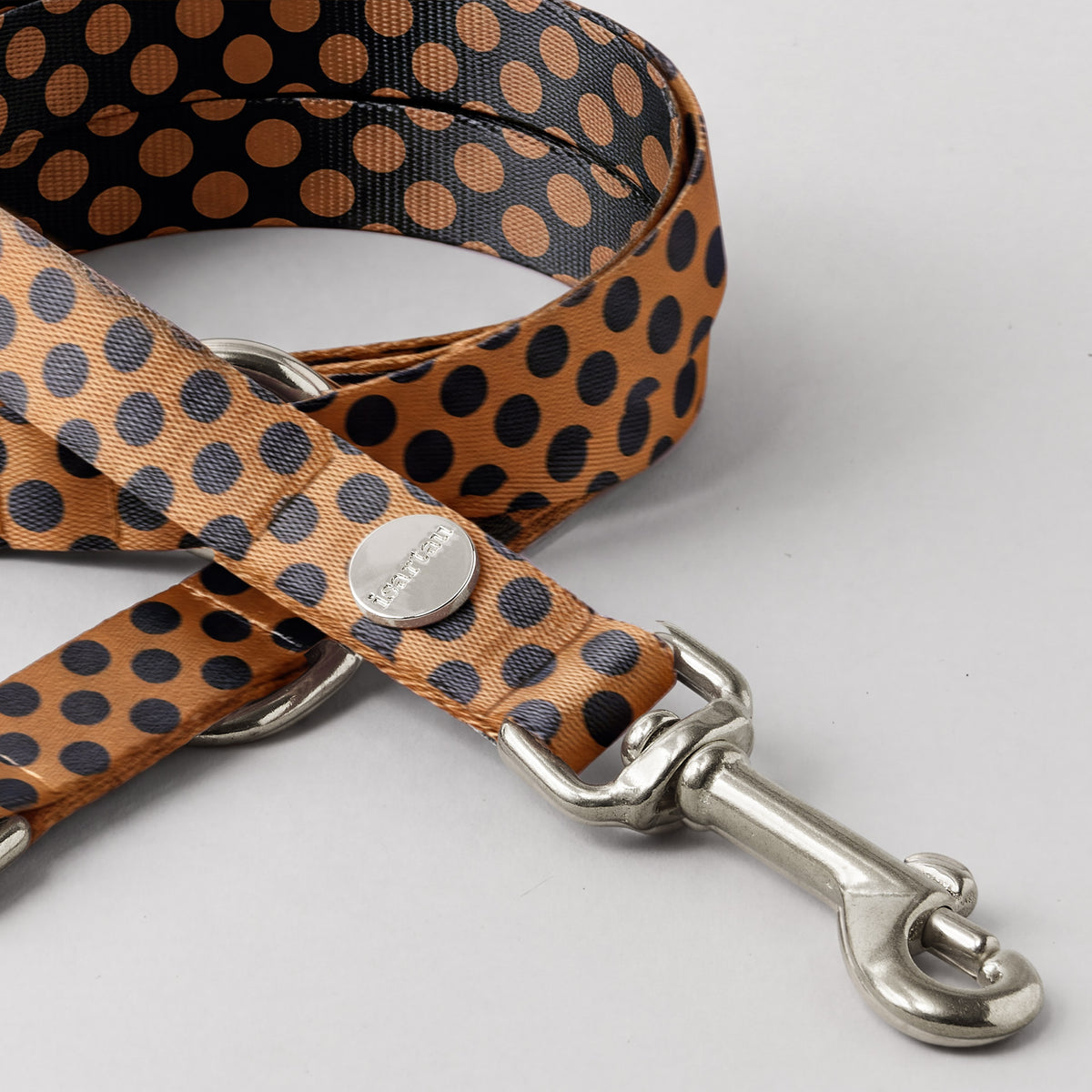 Designerleine POLKA DOTS, Schwarz/Cognac, 190 cm (Standard)