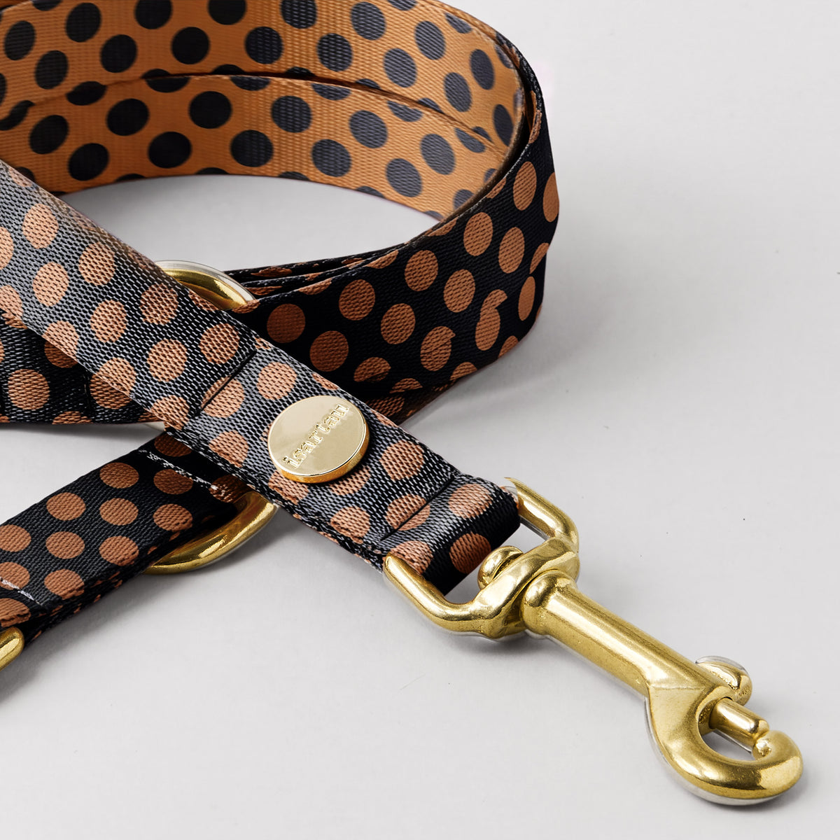 Designerleine POLKA DOTS, Schwarz/Cognac, 190 cm (Standard)