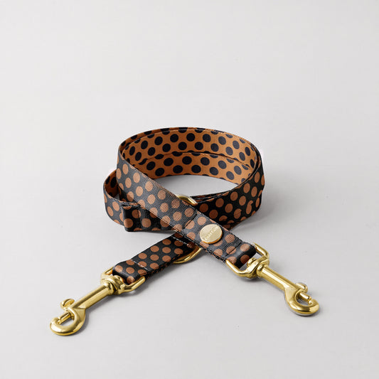 Designerleine POLKA DOTS, Schwarz/Cognac, 190 cm (Standard)