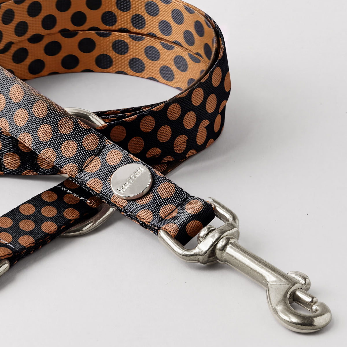 Designerleine POLKA DOTS, Schwarz/Cognac, 190 cm (Standard)