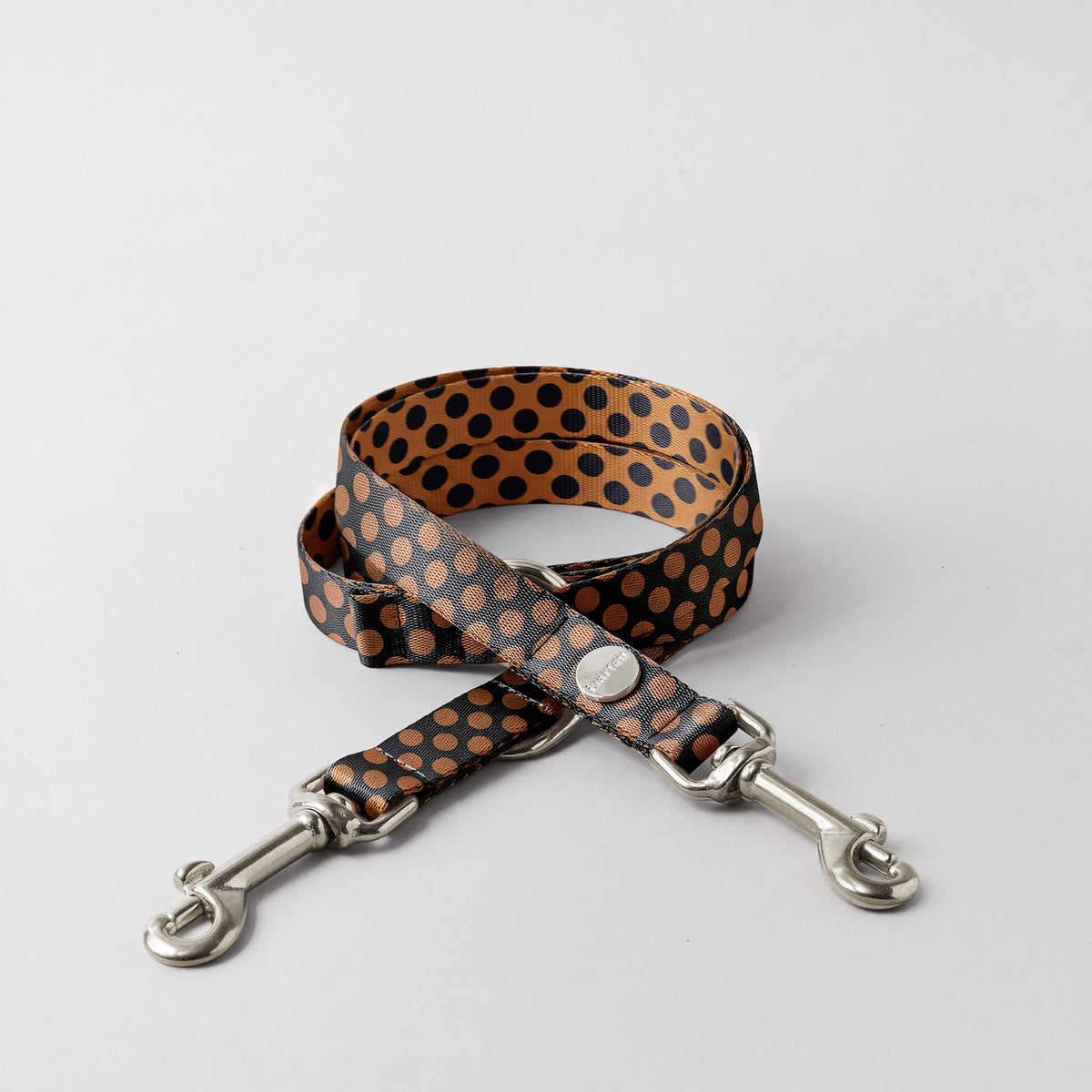 Designerleine POLKA DOTS, Schwarz/Cognac, 190 cm (Standard)