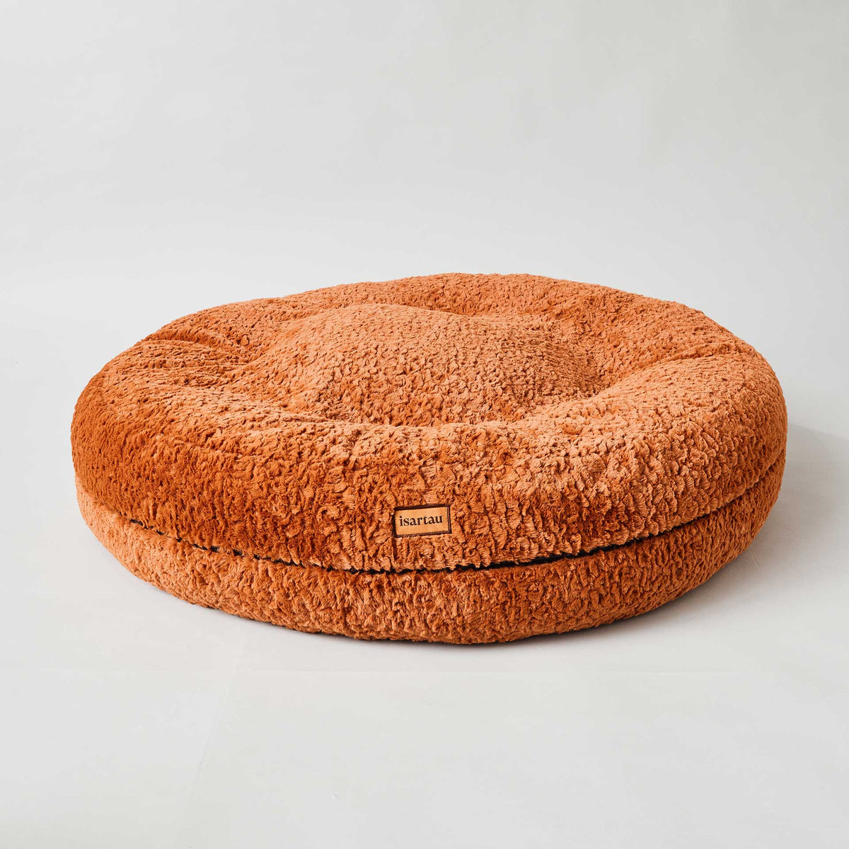 Rundes orthopädisches Hundebett Bagelbettchen aus kurzflorigem Kunstfell Zimt