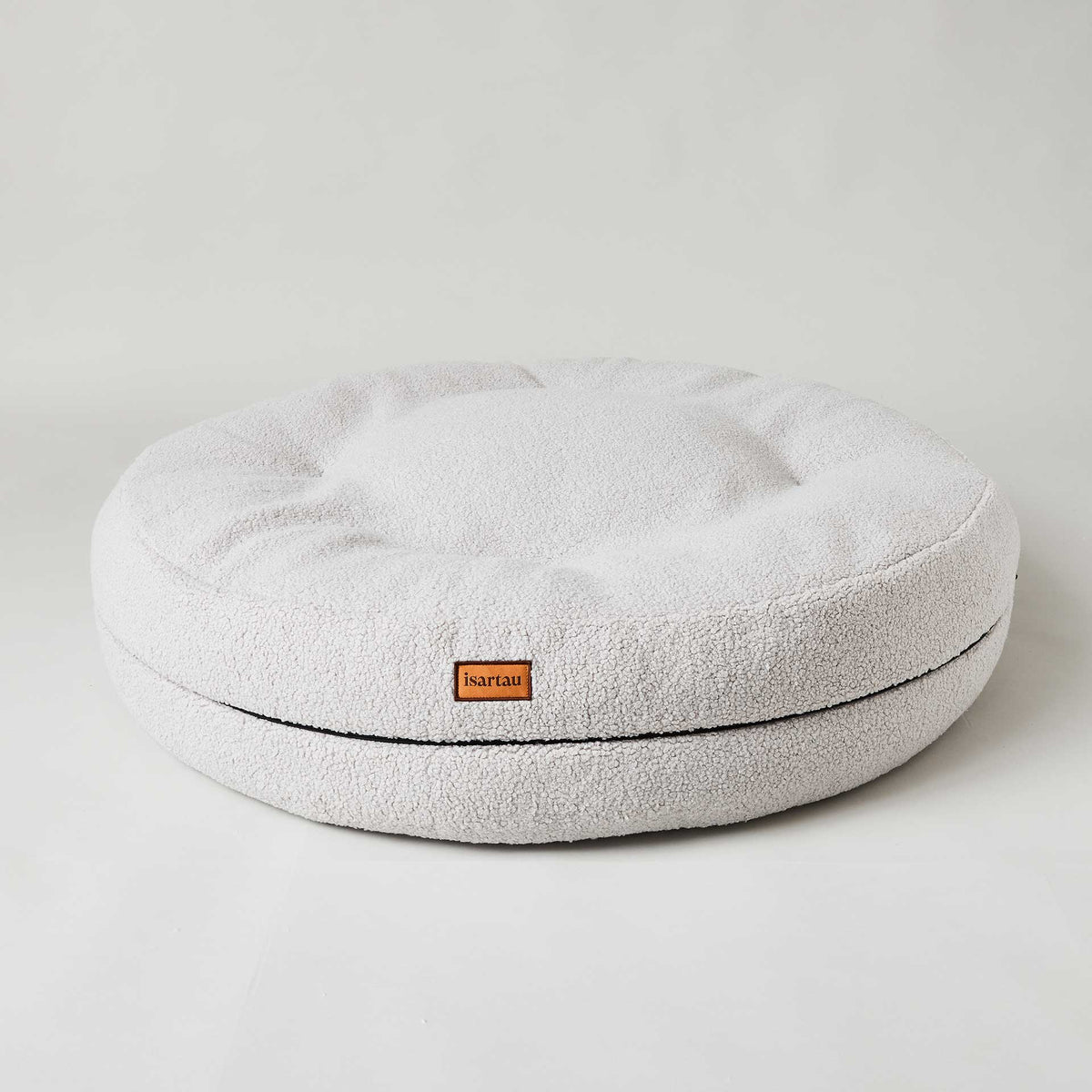 Rundes orthopädisches Hundebett Bagelbettchen aus kuscheligen Teddystoff Hellgrau