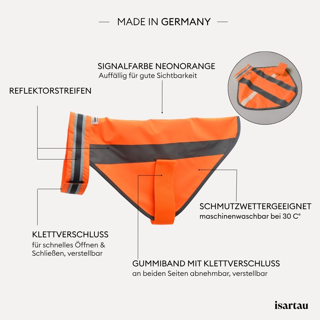isartau Qualitätsmerkmale der Hundewarnweste in Neonorange