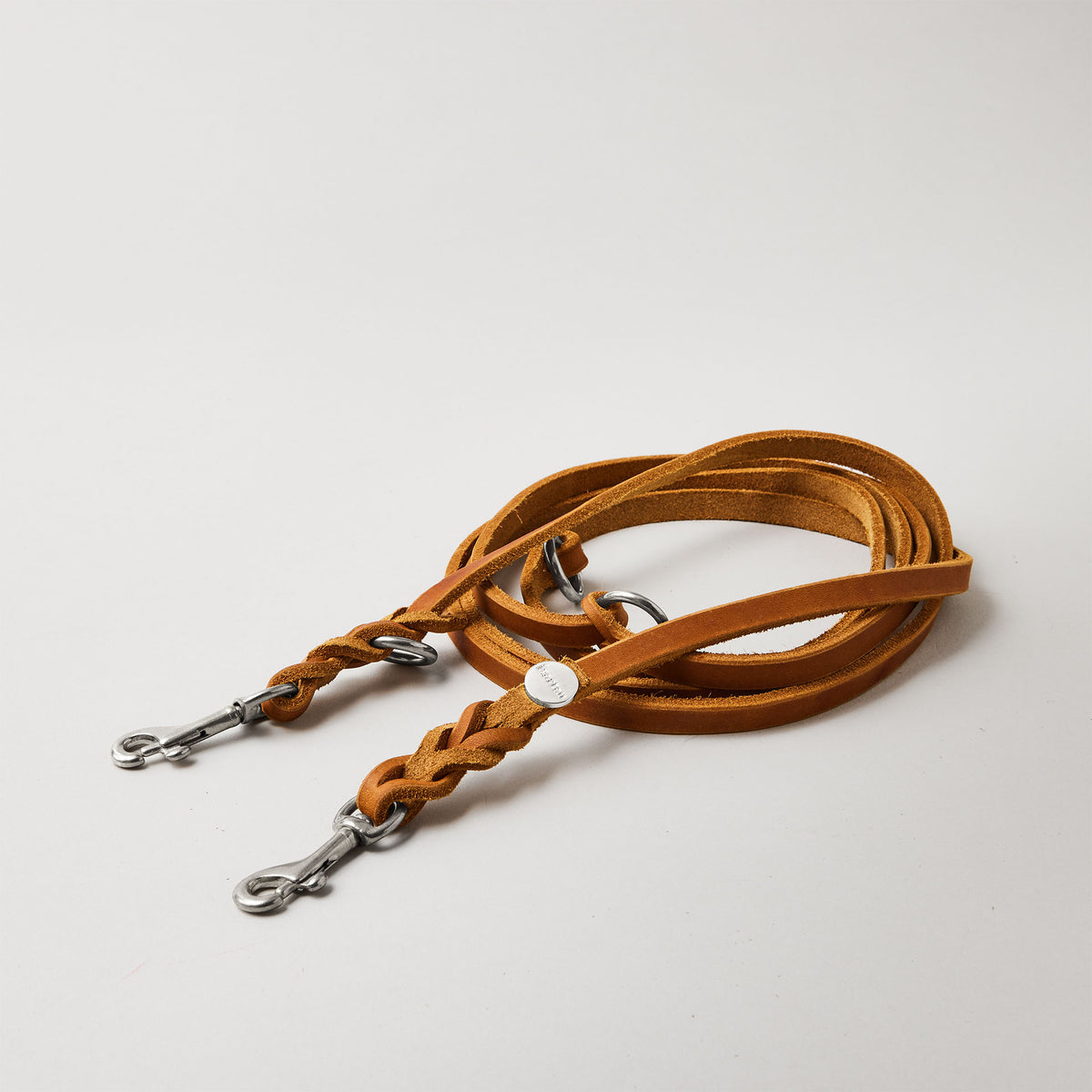 Fettlederleine in der Farbe Cognac, für Hunde unter 7 Kilo, Lederbreite 10mm, kleine Edelstahlkarabiner