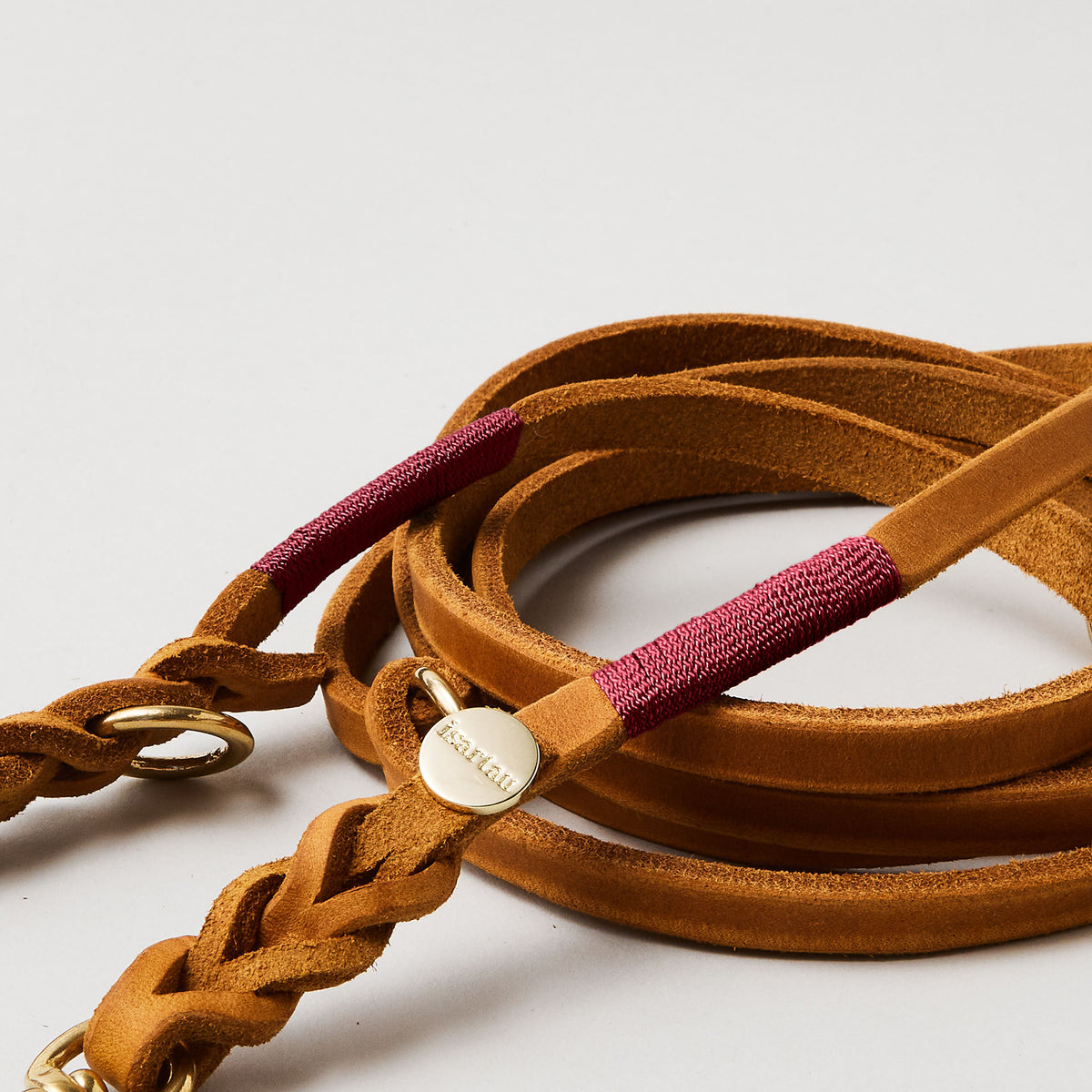 isartau Lederleine SPORTY in Cognac, Takelung Burgunder