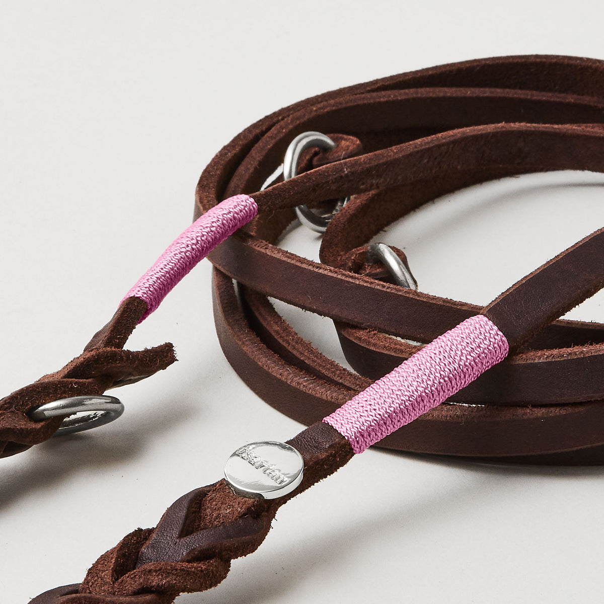 isartau Lederleine SPORTY in Dunkelbraun, Takelung Rose