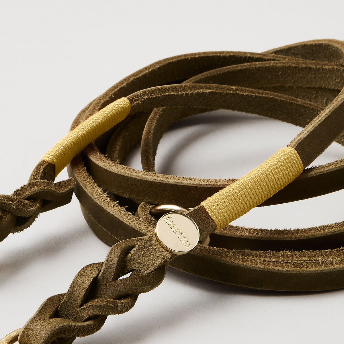 isartau Lederleine SPORTY in Oliv, Takelung Gold