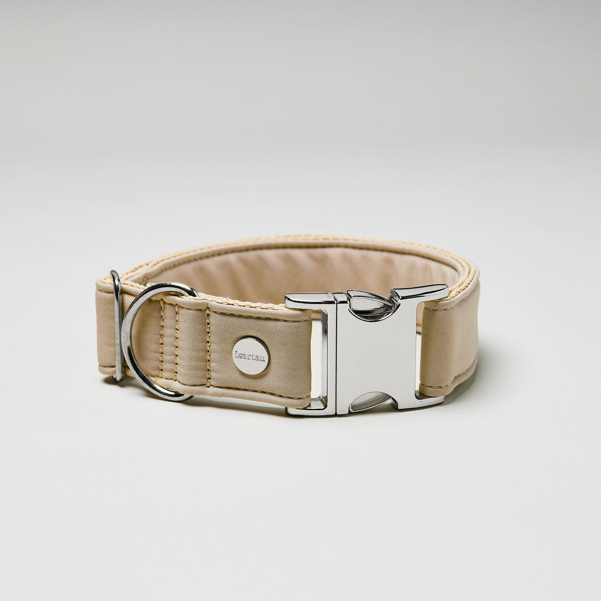 isartau Halsband Softie Beige, silberne Beschläge