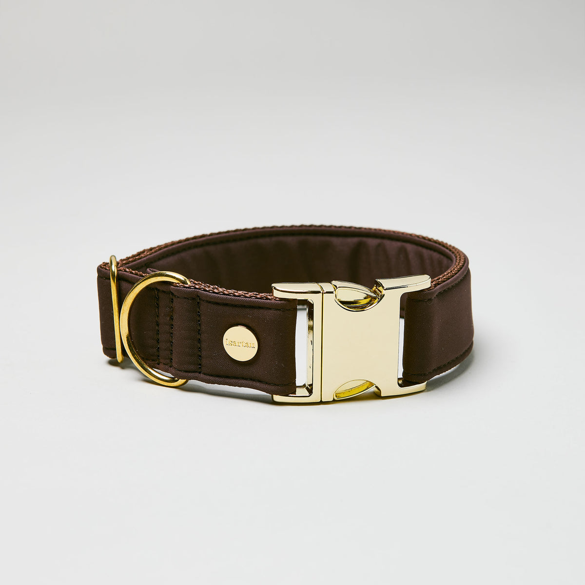 isartau Halsband Softie Dunkelbraun, goldene Beschläge