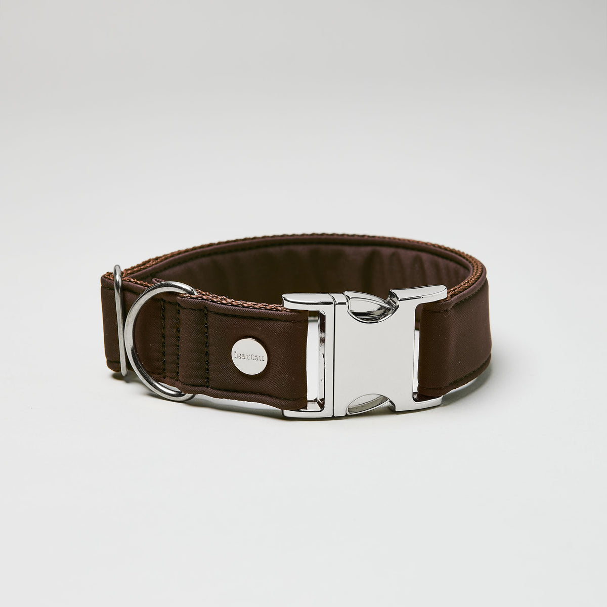 isartau Halsband Softie Dunkelbraun, silberne Beschläge