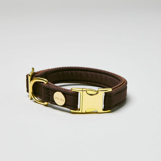 isartau Halsband Softie Dunkelbraun, goldene Beschläge