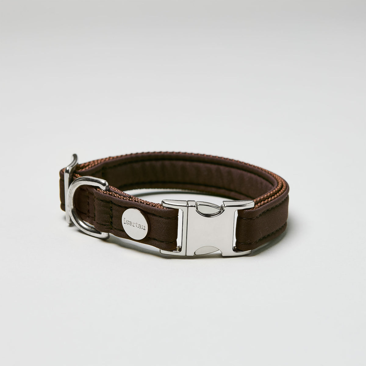 isartau Halsband Softie Dunkelbraun, silberne Beschläge