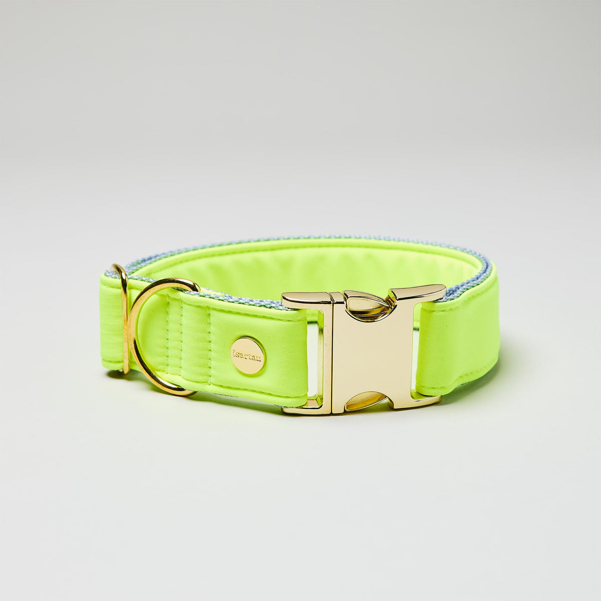 isartau Halsband Softie Neongelb-Grau, goldene Beschläge