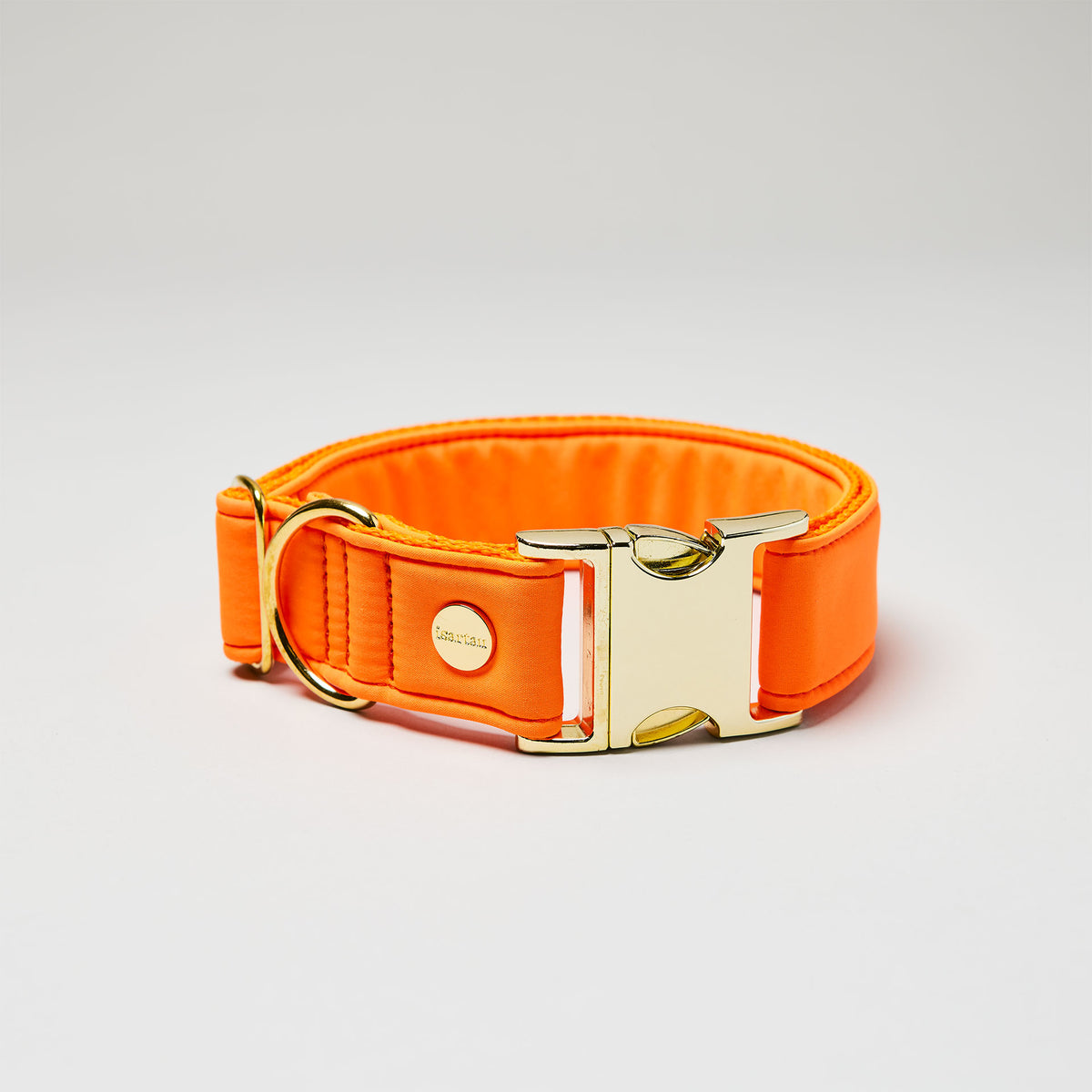 isartau Halsband Softie Neonorange, goldene Beschläge