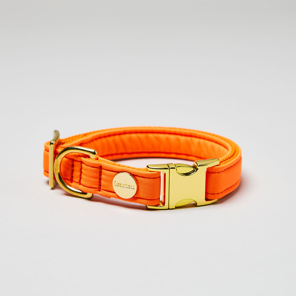 isartau Halsband Softie Neonorange, goldene Beschläge