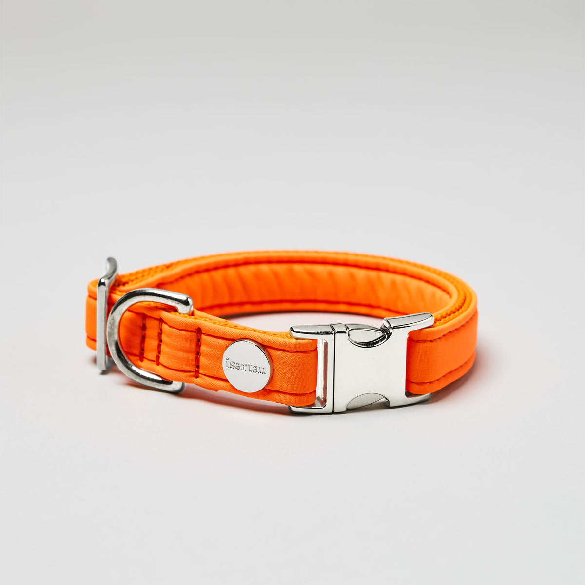 isartau Halsband Softie Neonorange, silberne Beschläge
