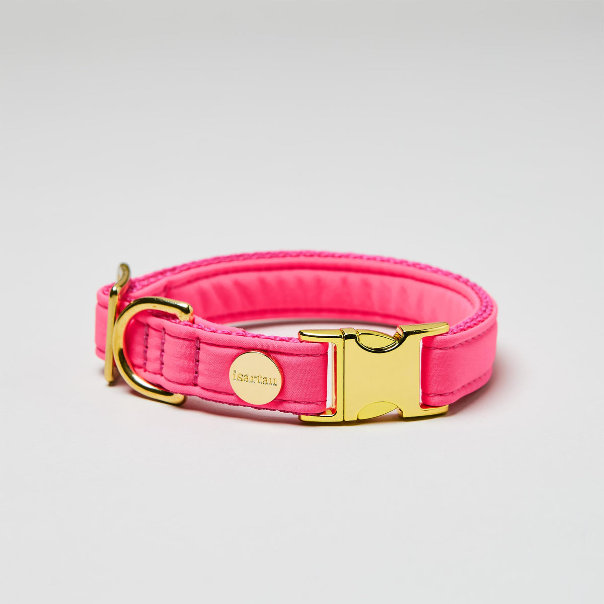 isartau Halsband Softie Neonpink, goldene Beschläge