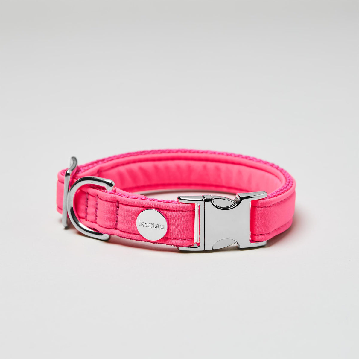 isartau Halsband Softie Neonpink, silberne Beschläge
