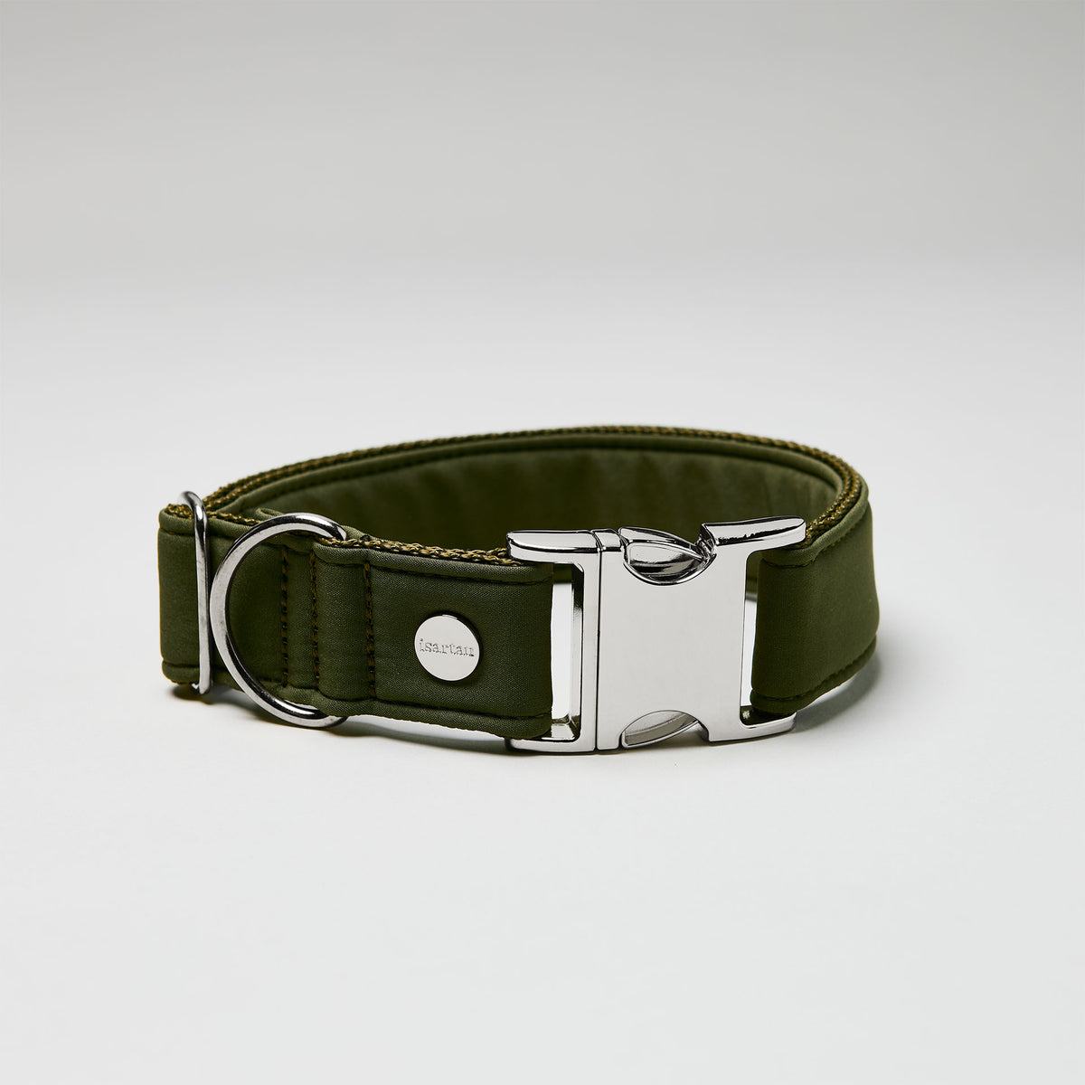 isartau Halsband Softie Oliv, silberne Beschläge