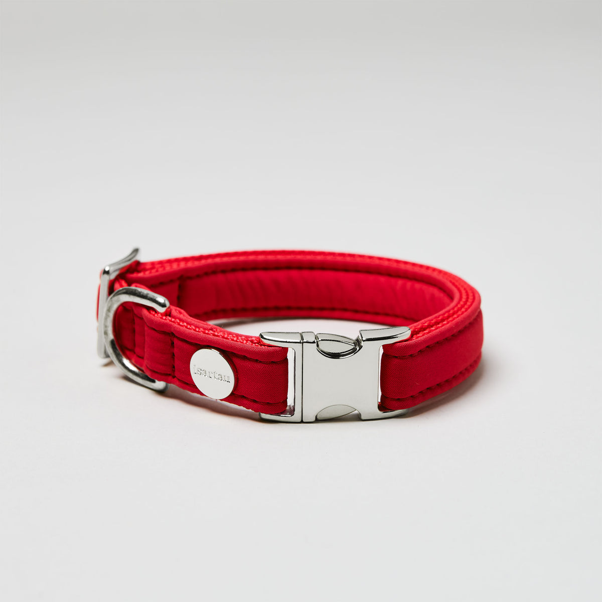 isartau Halsband Softie Rot, silberne Beschläge