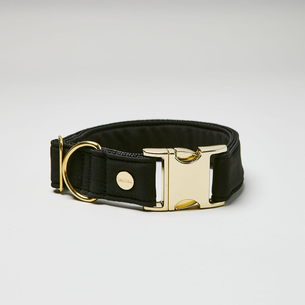isartau Halsband Softie Schwarz, goldene Beschläge