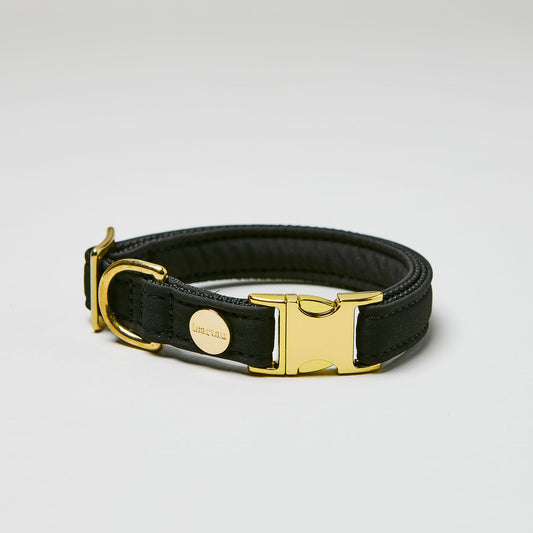 isartau Halsband Softie Schwarz, goldene Beschläge