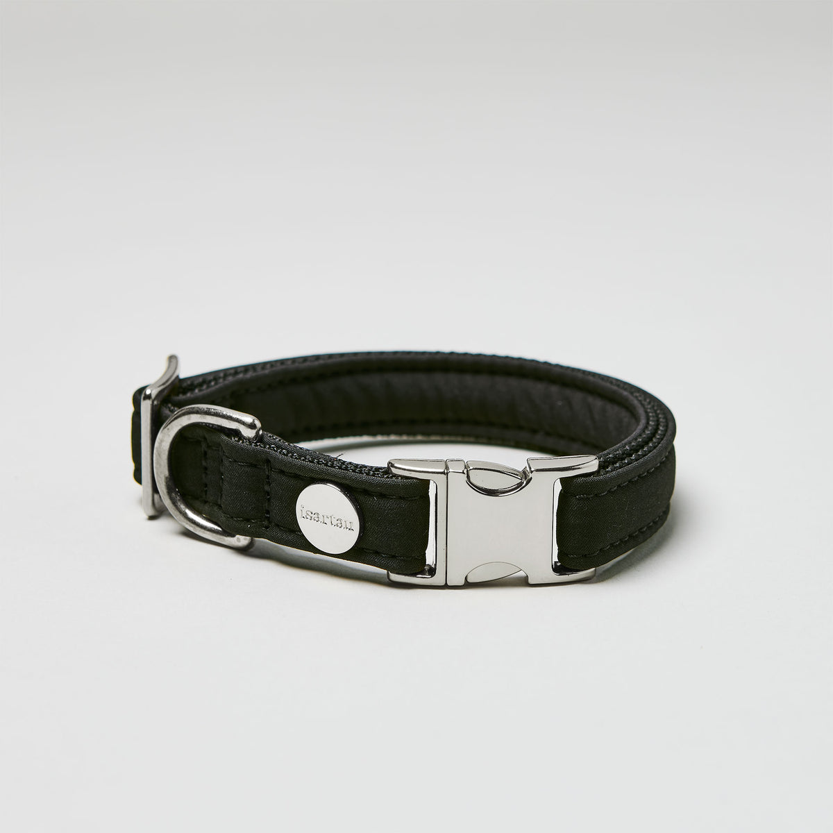 isartau Halsband Softie Schwarz, silberne Beschläge