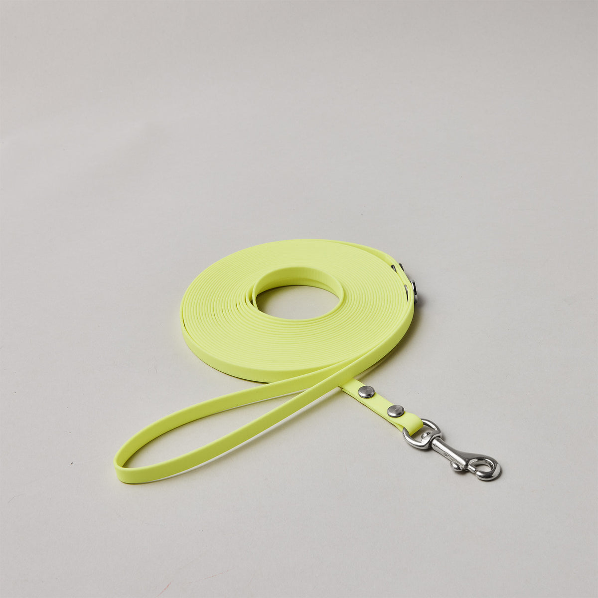 Schleppleine mit Handschlaufe Neongelb, Mini-Bolzenkarabiner aus Edelstahl
