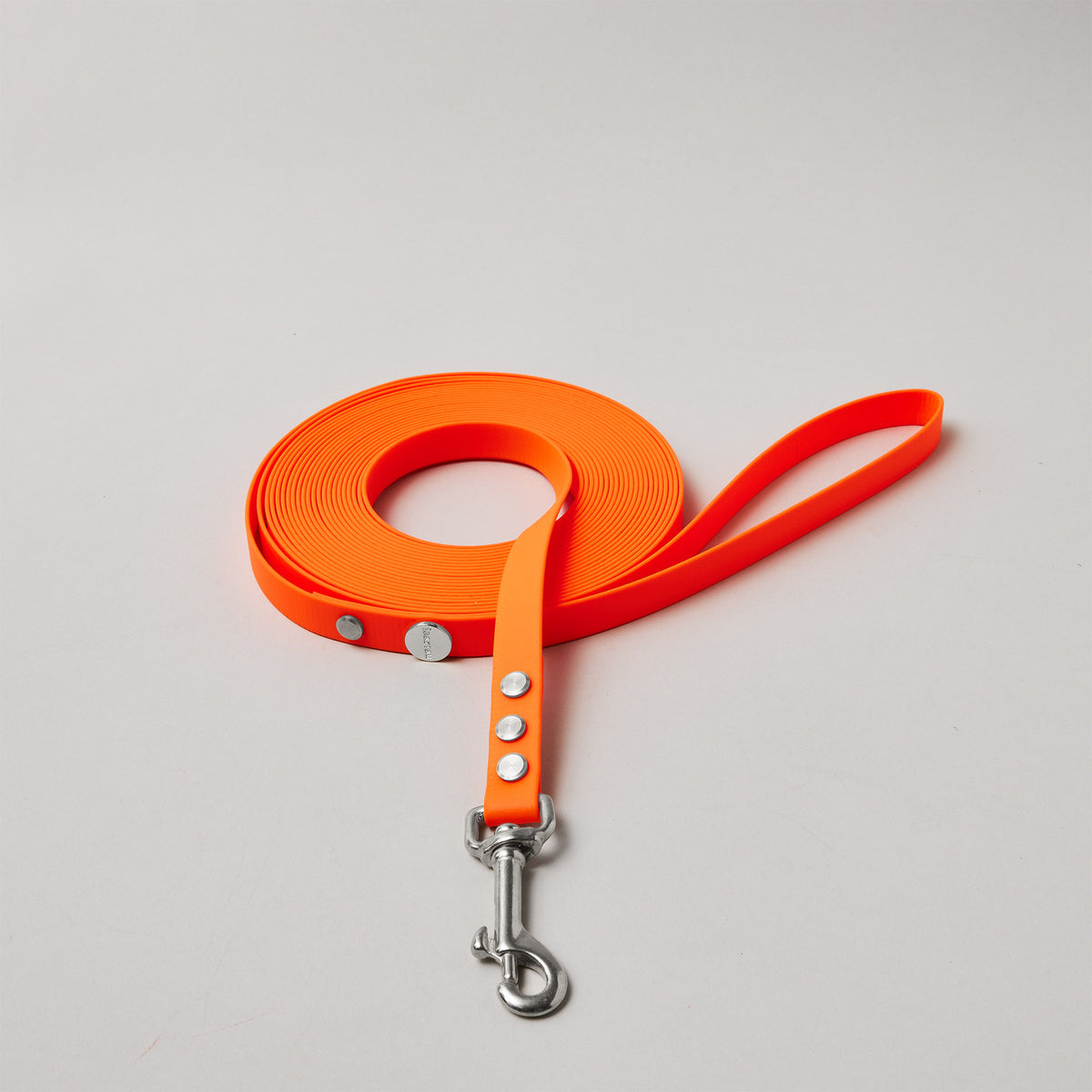 Schleppleine mit Handschlaufe in Neonorange, Bolzenkarabiner aus Edelstahl, 16mm breit