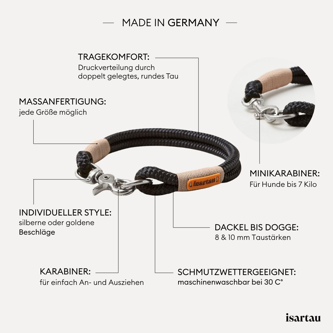 isartau Tauhalsband Black Mamba Beige, feste Halsung, Produktdetails