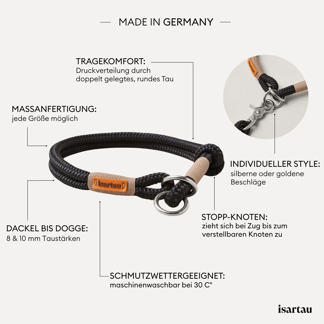isartau Tauhalsband Black Mamba Beige, Zugstopp, Produktdetails