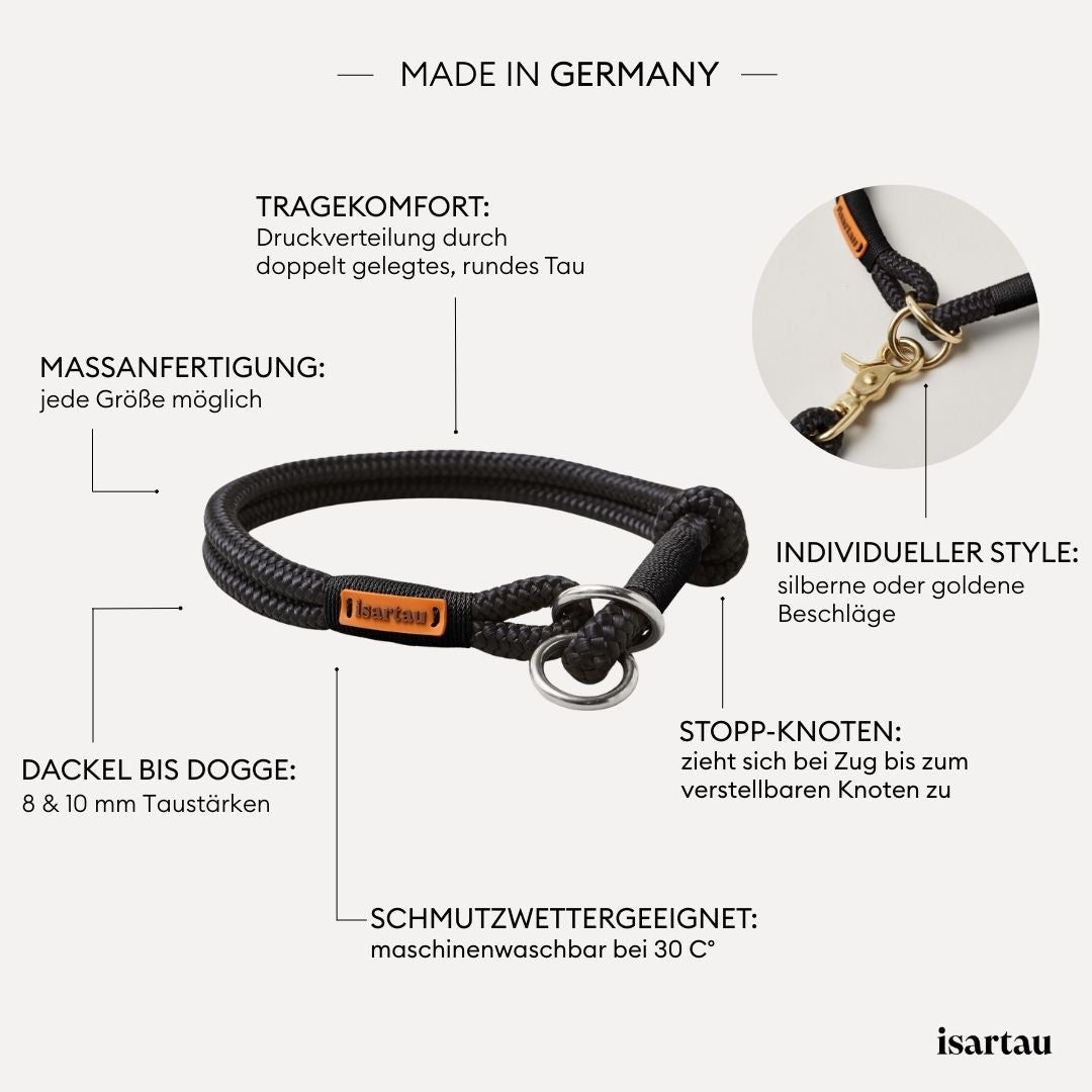 isartau Tauhalsband Black Mamba Schwarz, Zugstopp, Produktdetails