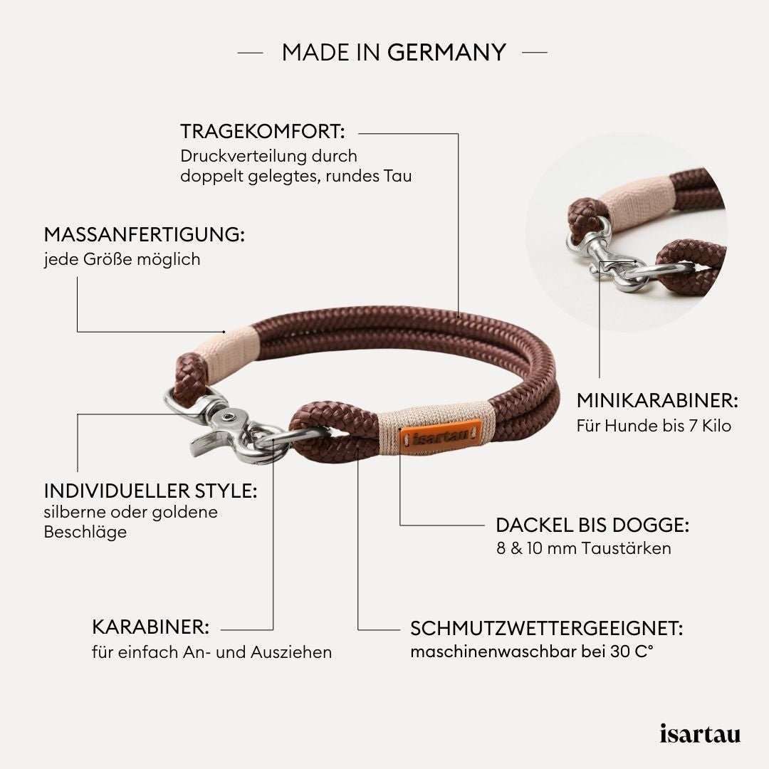 isartau Tauhalsband Classy Chestnut Beige, feste Halsung, Produktdetails