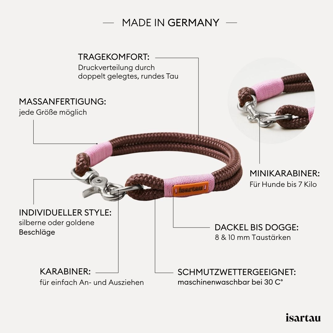 isartau Tauhalsband Classy Chestnut Rose, feste Halsung, Produktdetails