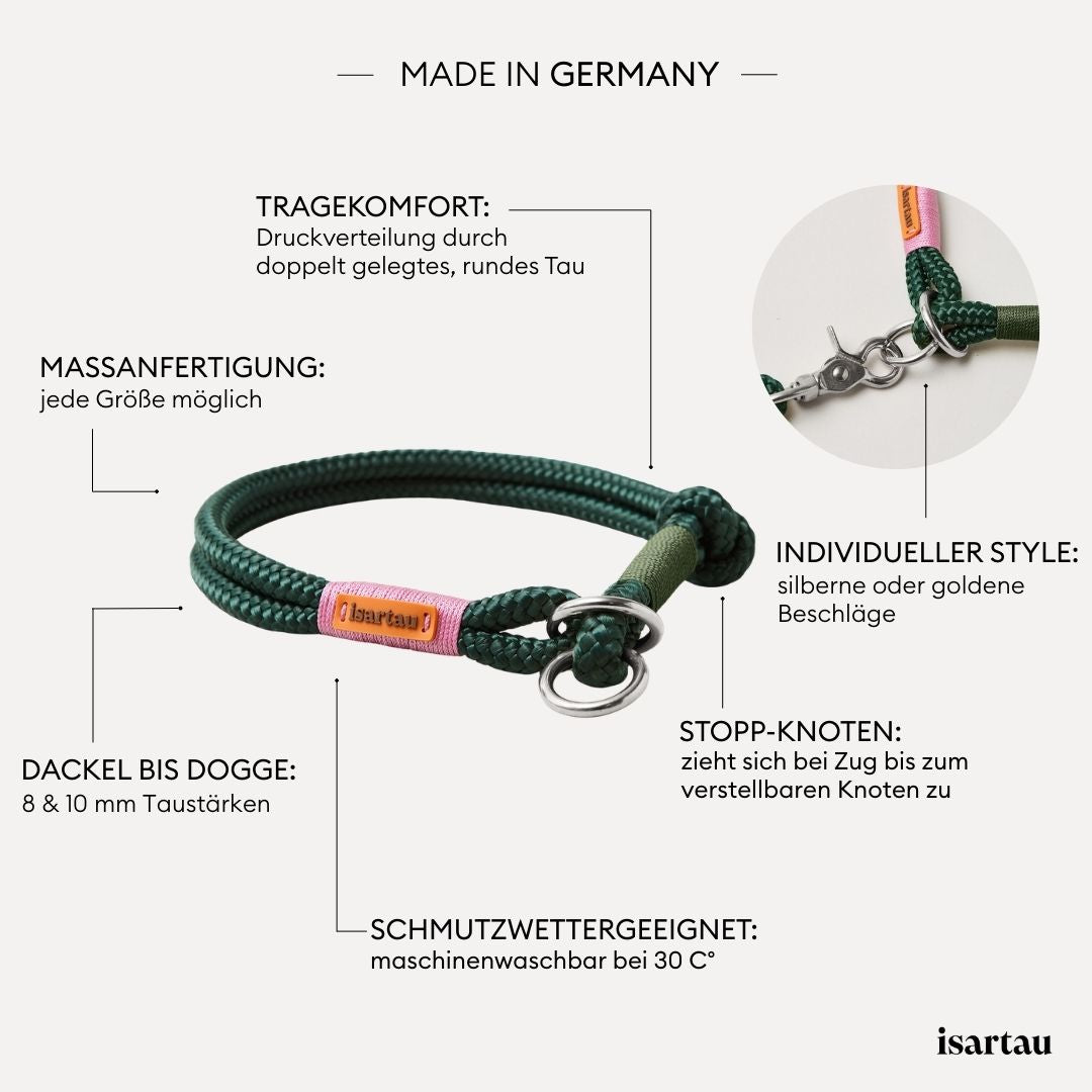 isartau Tauhalsband Evergreen Rose-Grün, Zugstopp, Produktdetails