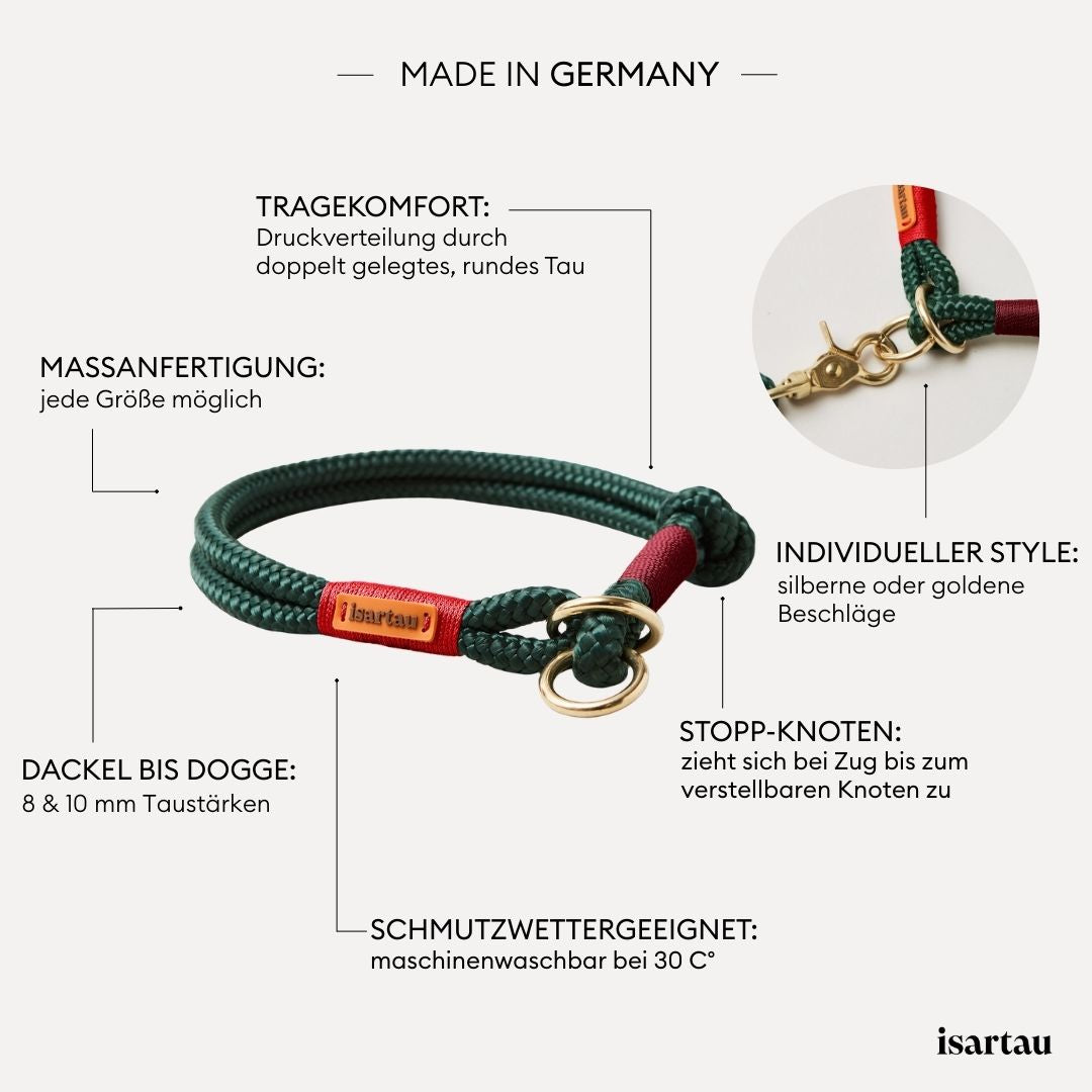 isartau Tauhalsband Evergreen Rot-Burgunder, Zugstopp, Produktdetails