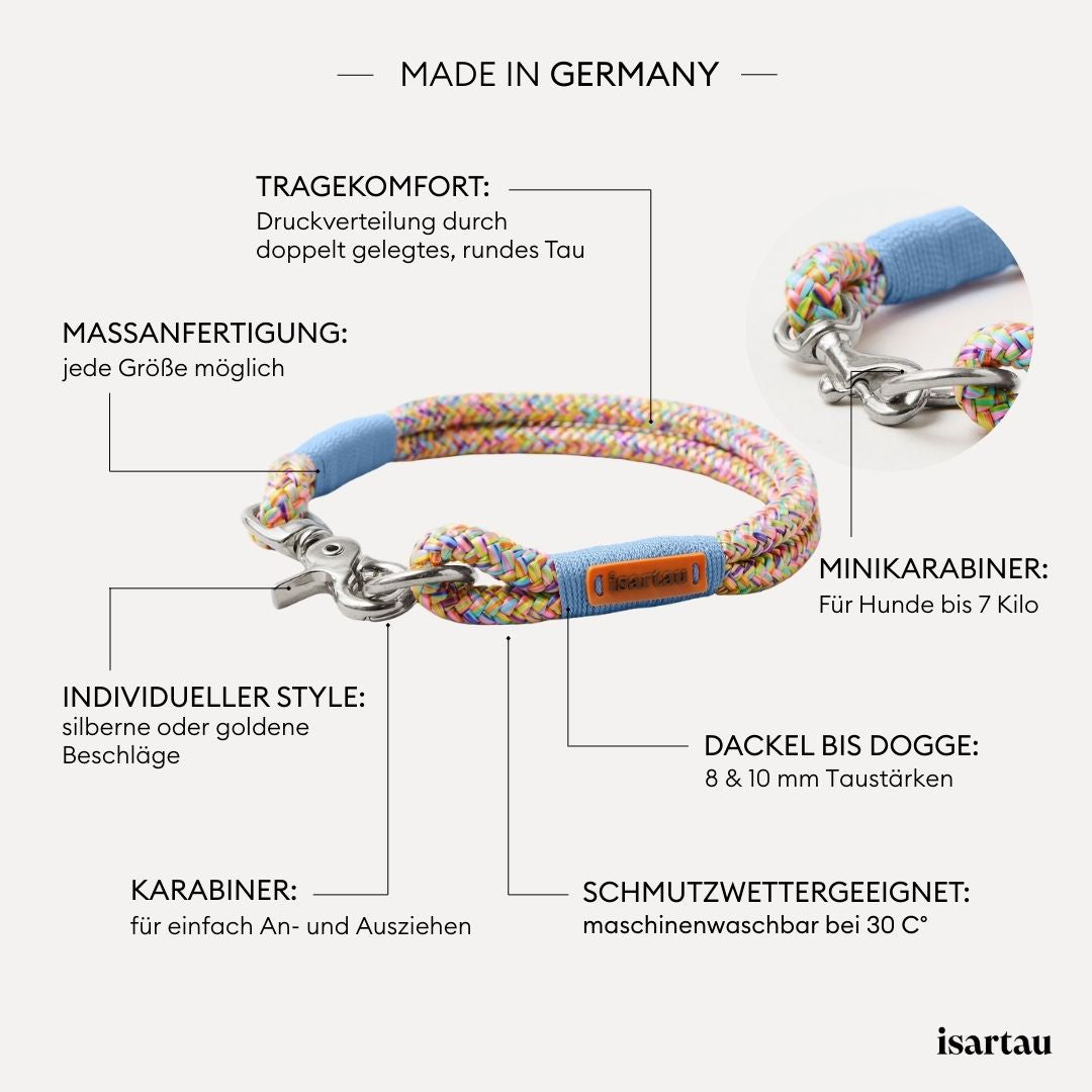 isartau Tauhalsband Easy Summer Hellblau, feste Halsung, Produktdetails