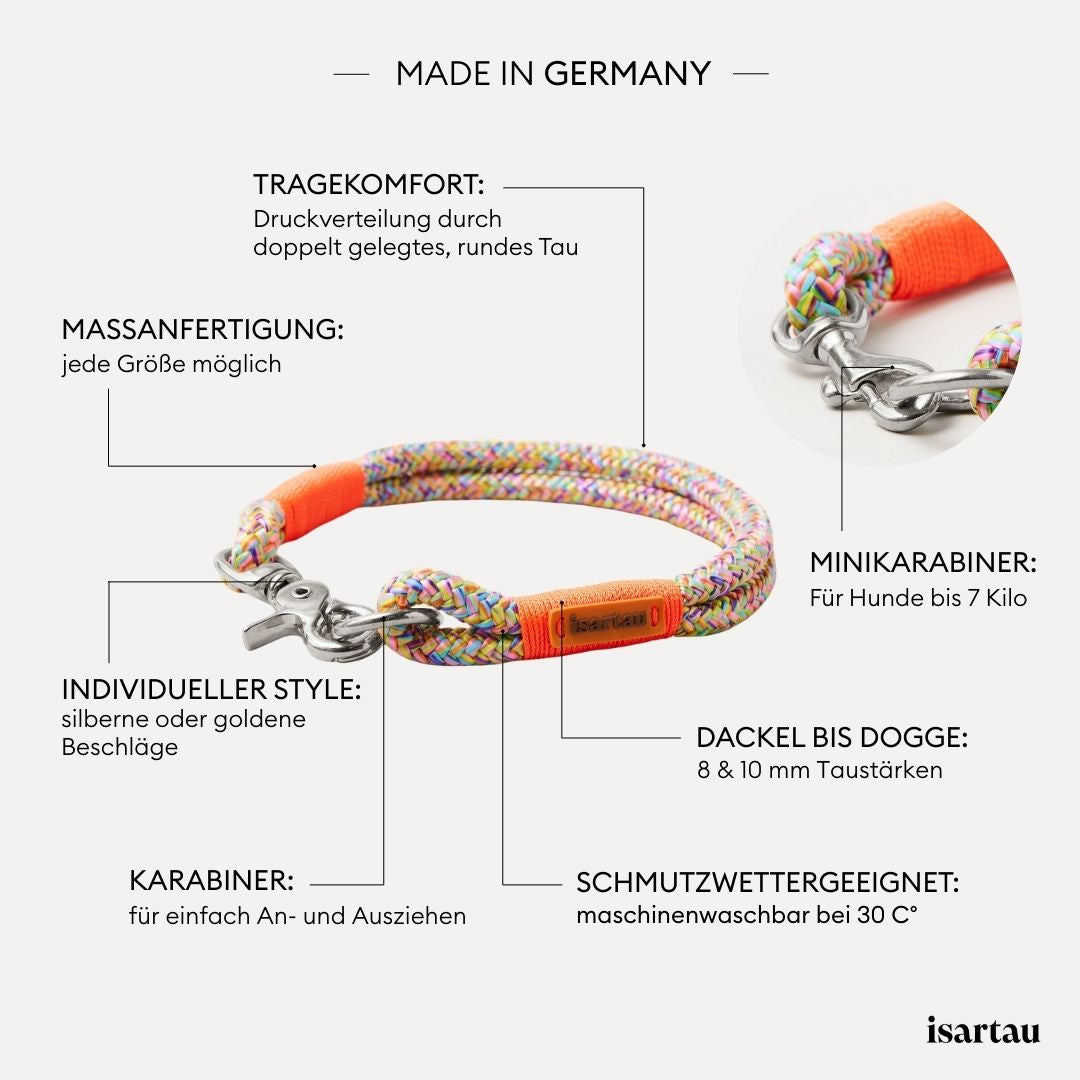 isartau Tauhalsband Easy Summer Neonorange, feste Halsung, Produktdetails