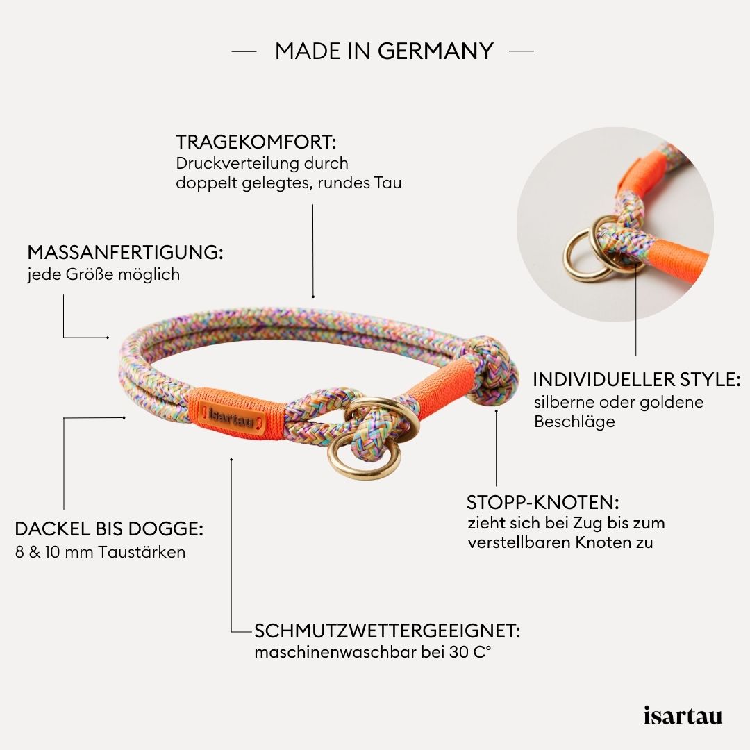 isartau Tauhalsband Easy Summer Neonorange, Zugstopp, Produktdetails