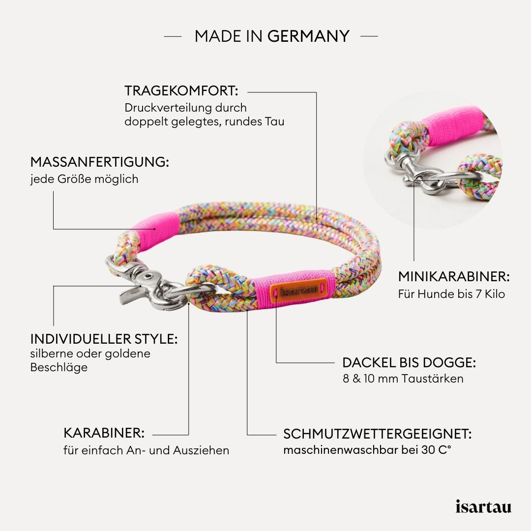 isartau Tauhalsband Easy Summer Neonpink, feste Halsung, Produktdetails
