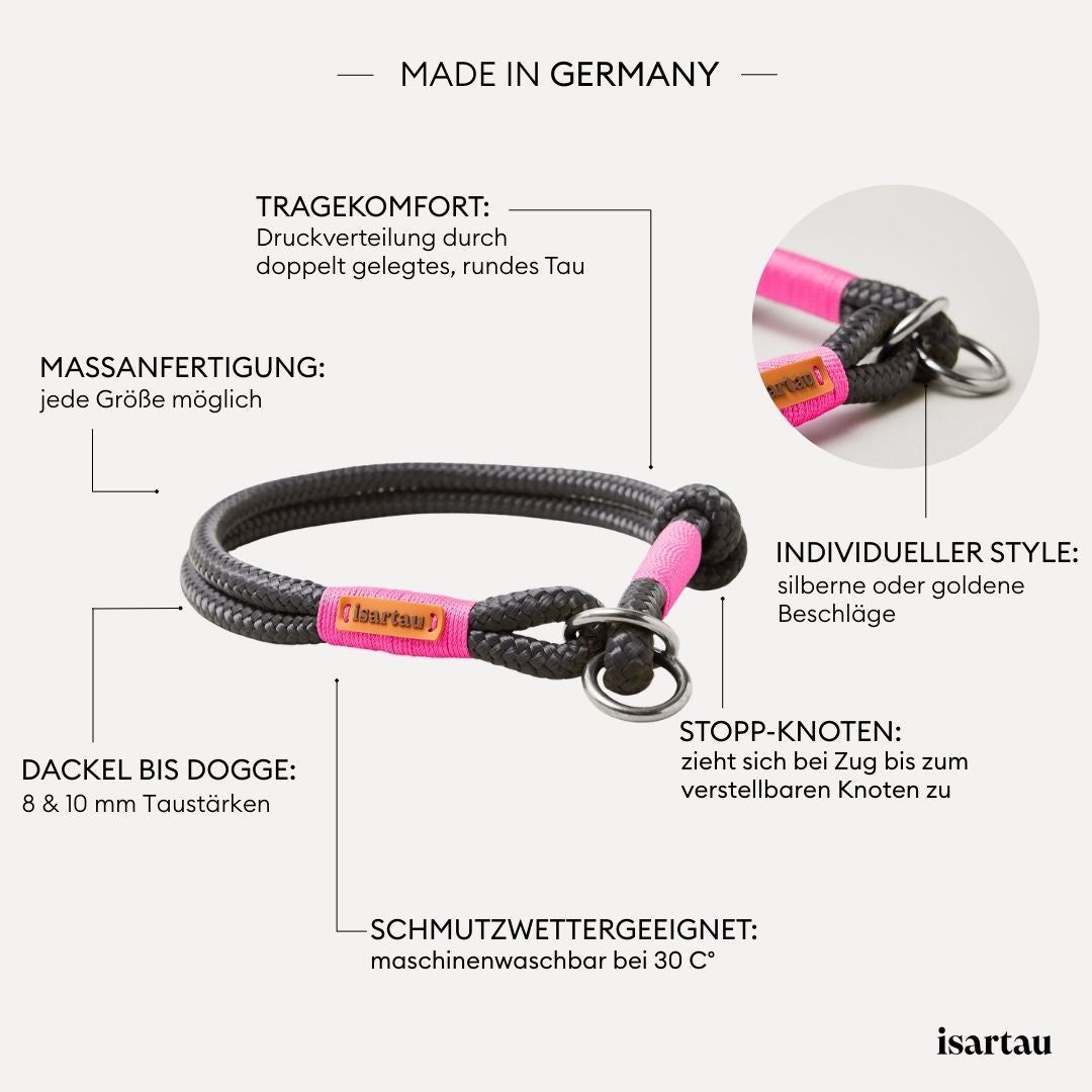 isartau Tauhalsband Heaven's Rock Neonpink, Zugstopp, Produktdetails